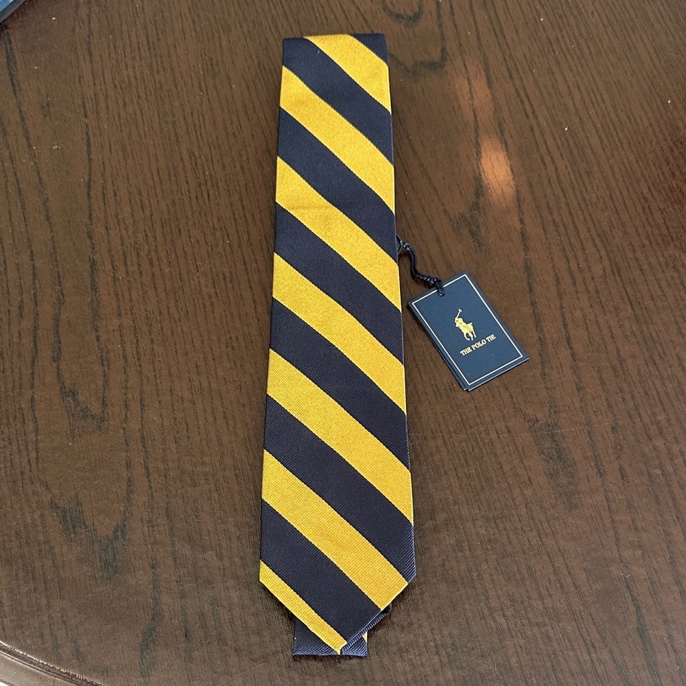 Ralph Lauren Navy and Yellow Diagonal Stripe Tie